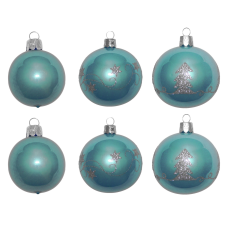  Üveg gömb szett türkiz 6 db 6 cm karácsonyfadísz
