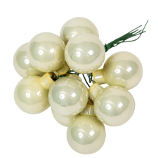  Üveggömb pick fehér menta matt 2,5cm 12db-os dekorációs kellék