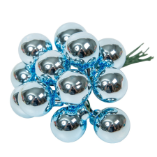  Üveggömb pick jég kék fényes 2cm 12db-os dekorációs kellék