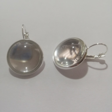  Üveglencsés fém fülbevaló alap lencsével kör alakú, 20 mm 1 pár - ezüst ékszeralap