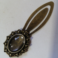 Üveglencsés fém könyvjelzőalap lencsével ovális, 13 x 18 mm - bronz ékszeralap