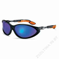 Uvex CYBRIC szemüveg, fekete/narancs keret, kék tükrös lencse