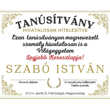 Üzenőkártya átírható feliratokkal, több méretben, Legjobb Keresztapa party kellék