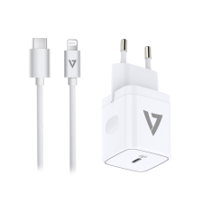 V7 ACUSBC20WPD-BDL-1E USB-C Hálózati töltő + Lightning kábel - Fehér (20W) mobiltelefon kellék