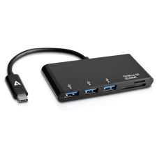 V7 USB-C male to 5-in-1 female Hub fekete asztali számítógép kellék