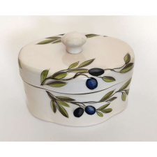 V.K.36-15 Violin olajbogyós doboz ovál, 15x11x11cm,kerámia, kézzel festett papírárú, csomagoló és tárolóeszköz