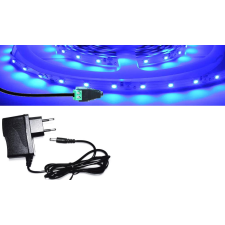 V-tac 5m hosszú 12Wattos, kapcsoló nélküli, adapteres kék LED szalag (300db 2835 SMD LED) világítás