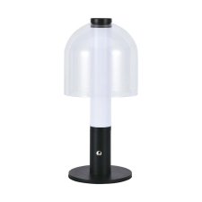 V-tac fekete asztali lámpa üvegbúrával és beépített akkumulátorral, Type-C kábellel, 30cm magas, változtatható színhőmérséklettel - 7988 világítás