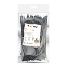V-tac fekete, műanyag gyorskötöző 3.5x150mm, 100db/csomag - SKU 11166 villanyszerelés