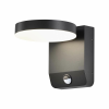  V-TAC kültéri fali 17W LED lámpa, mozgásérzékelővel, kerek, fekete ház, természetes fehér - SKU 2957