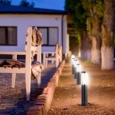 V-tac kültéri, fekete állólámpa, 45 cm, E27 foglalattal, füstözött búrával - SKU 10471 kültéri világítás