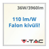 V-tac LED panel (595 x 595mm) 36W - természetes fehér, Backlit, süllyeszthető / falon kívüli, Samsung chip
