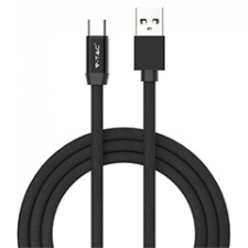 V-tac Ruby USB - USB-C pamut-szövetkábel (1 méter) fekete - USB 2.0 kábel és adapter