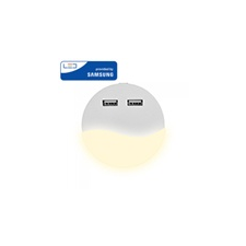 V-tac V-TAC Éjszakai irányfény LED lámpa (0.45W - kör) 2db USB csatlakozóval, természetes fehér, Samsung Chip kültéri világítás