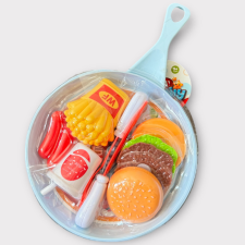 Vágható ételek serpenyőben-kék konyhakészlet