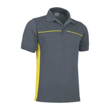 Valento THUNDER, kétszínű unisex galléros piké póló, Cement Grey-Lemon Yellow-S férfi póló
