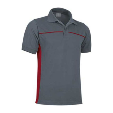 Valento THUNDER, kétszínű unisex galléros piké póló, Cement Grey-Lotto Red-3XL férfi póló
