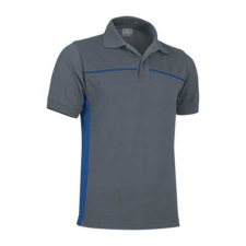 Valento THUNDER, kétszínű unisex galléros piké póló, Cement Grey-Royal Blue-S férfi póló