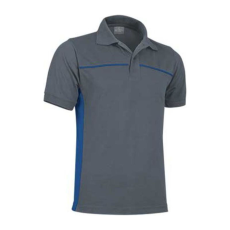 Valento THUNDER, kétszínű unisex galléros piké póló, Cement Grey-Royal Blue-XL