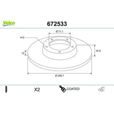 Valeo féktárcsa 672533 autóalkatrész