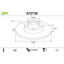 Valeo féktárcsa 672738 autóalkatrész