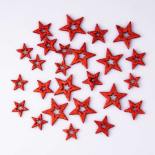 Valex Decor 24 db. Glitteres csillag karácsonyi dekor 4- 5.5cm - Piros karácsonyi dekoráció