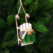 Valex Decor Szőrmés fa szánkó karácsonyfadísz 12.5cm x 3.5cm - Fehér karácsonyfadísz