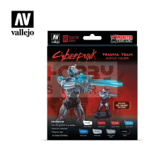 Vallejo Cyberpunk Trauma Team festékszett + Exclusive figura 72310 hobbifesték