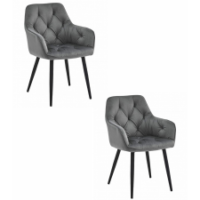  Valora LUKK étkezőszékek - Sötétszürke bársony, fekete lábakkal x 2 bútor