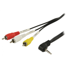 Valueline / Nedis JACK - RCA AV Kábel 2m (3.5mm jack apa - 3x RCA apa) fekete kábel és adapter