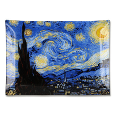 Van Gogh Csillagos Éj üvegtányér - 28x20 cm tányér és evőeszköz