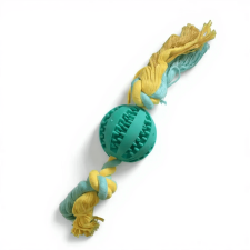  Vaníliás fogtisztító labda kötéllel - Zöldeskék játék kutyáknak