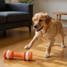 Vaníliás fogtisztító rágójáték kutyáknak - Súlyzó - Narancs játék kutyáknak