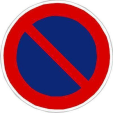  Várakozni tilos (B29) közlekedési tábla információs címke