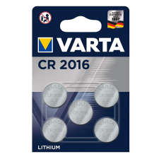 Varta lithium gombelem CR 2016, IEC CR2016, helyettesíti DL2016, 3V 5db/csom. gombelem