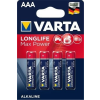  VARTA Longlife Max Power Alkáli Mikro Elem AAA B4