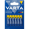 Varta Longlife Power AAA (LR03) alkáli mikro ceruza elem (6 db/bliszter) (4903121446) (v4903121446) - Mini ceruzaelem (AAA)