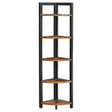 Vasagle 5 szintes sarok könyvespolc, sarokpolc, rusztikus barna bútor