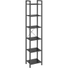 Vasagle 6 szintes könyvespolc, állópolc, fém kerettel, fekete