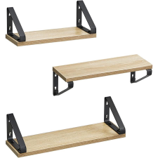 Vasagle Fali polc, lebegő polc, 3 darabos készlet, tölgy-fekete bútor