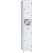 Vasagle Fürdőszoba szekrény, Tárolószekrény fiókkal, kivehető X alakú polc 170cm fürdőszoba bútor