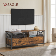  VASAGLE Industria TV Szekrény Rusztikus Barna-Fekete Acélvázzal bútor