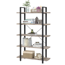  VASAGLE Ipari Stílusú 5-Szintes Könyvespolc Szürke-Barna és Fekete bútor