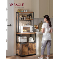Vasagle Konyhai polc tárolóval, munkafelülettel, 8 akasztóval, rusztikus barna 60x40x170cm papírárú, csomagoló és tárolóeszköz