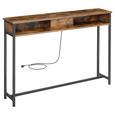 Vasagle Konzolasztal, keskeny asztal 2 nyitott fiókkal, barna-fekete bútor