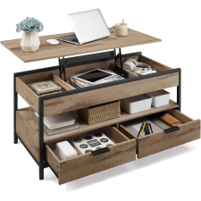 Vasagle magasságban állítható dohányzóasztal, 50 × 100 cm, karamellbarna–tintafekete színben bútor