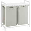 Vasagle Szennyeskosár 2 Rekesszel, Fém Kerettel, Fehér és Szürke Színben (BLH201W01 XXX)