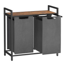 Vasagle Szennyeskosár, 2 rekeszes mosodai kosár, 2 x 46 liter, szürke bútor
