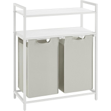 Vasagle Szennyestartó, szennyeskosár két polccal, 2 x 46L, fehér bútor