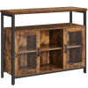 Vasagle Tálalószekrény, büféasztal 2 átlátszó üvegajtóval 100x80x35 cm, rusztikus barna